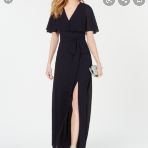 Vince Camuto V-Neck Faux Wrap Chiffon Gown SZ: 4 - Picture 1 of 9